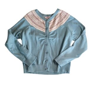 Fair Isle Sweet Beaded Cardigan Grandma Cottage Feminine